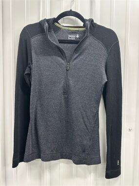 Smartwool Women’s Black & Charcoal Half-Zip Hoodie Sweater